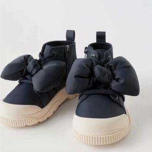 Zara Kids Girls High Top Sneakers With Bow